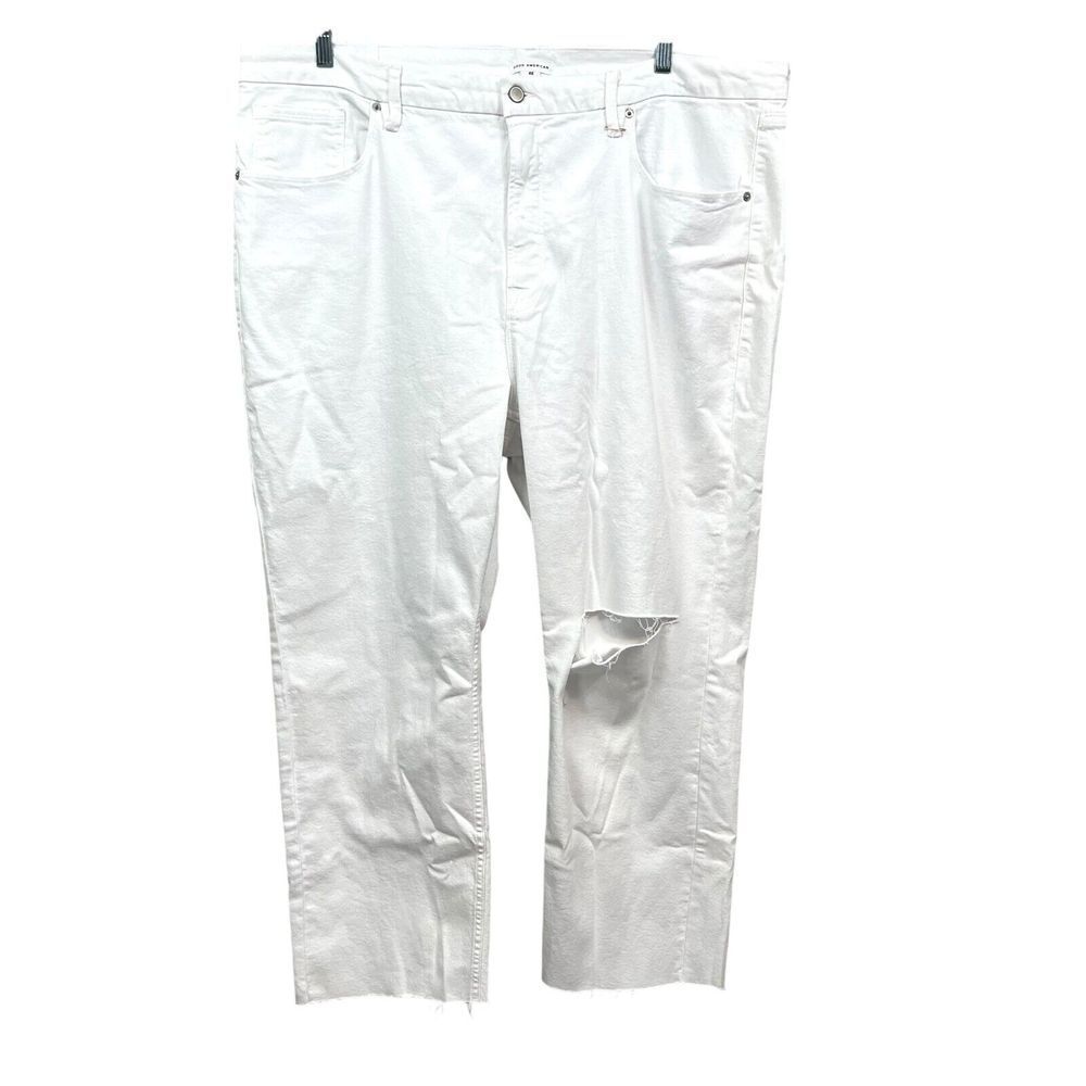 Good American Women Jeans Good Waist Stretch Distressed Raw White Plus Sz 22*